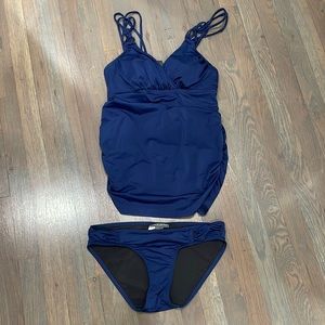 Navy maternity bathing suit